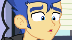 Size: 576x324 | Tagged: safe, screencap, flash sentry, equestria girls, equestria girls (movie), animated, gif, reaction image, shocked, solo