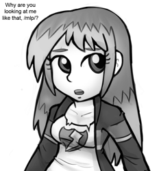 Size: 650x700 | Tagged: safe, artist:livesmutanon, flare warden, flash sentry, human, equestria girls, /mlp/, grayscale, humanized, mlpchan, monochrome, rule 63, solo