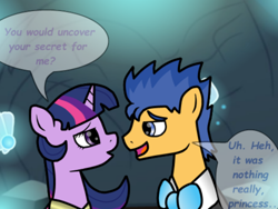 Size: 400x300 | Tagged: safe, artist:flashsentrysartwork, flash sentry, twilight sparkle, twilight sparkle (alicorn), alicorn, pony, ask flash sentry, female, flashlight, male, mare, shipping, straight, tumblr