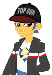 Size: 431x617 | Tagged: safe, flash sentry, equestria girls, baseball cap, hat, solo, top gun