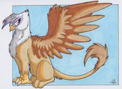 Size: 3080x2246 | Tagged: safe, artist:stormblaze-pegasus, derpibooru import, gilda, griffon, 2016, buck, buck2016, for sale, signature, sitting, solo