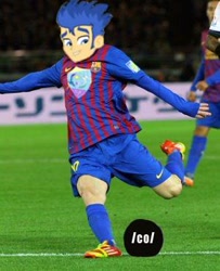 Size: 300x370 | Tagged: safe, flash sentry, exploitable meme, fc barcelona, flash sentry savior of the universe, football, forced meme, lionel messi, meme, solo