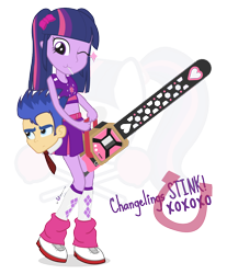 Size: 950x1150 | Tagged: safe, artist:dm29, flash sentry, twilight sparkle, equestria girls, belly button, brad, chainsaw, crossover, disembodied head, female, flashlight, juliet starling, lollipop chainsaw, male, midriff, nick carlyle, parody, shipping, simple background, straight, transparent background, vector, voice actor joke