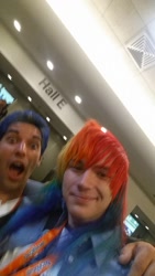 Size: 540x960 | Tagged: safe, flash sentry, rainbow dash, human, equestria girls, bronycon, bronycon 2015, clothes, cosplay, costume, irl, irl human, photo