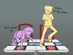 Size: 1280x960 | Tagged: safe, artist:thattagen, flash sentry, twilight sparkle, equestria girls, dance dance revolution, dancing, newbie artist training grounds, quadrupedal, rhythm game