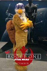 Size: 466x699 | Tagged: safe, artist:neouka, artist:spainfischer, derpibooru import, gilda, griffon, human, robot, fursuit, irl, irl human, photo, rogue one: a star wars story, spoilers for another series, star wars, sydneyroo(coser), x-wing