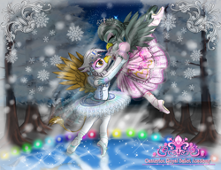 Size: 5000x3846 | Tagged: safe, artist:avchonline, derpibooru import, gabby, gilda, anthro, griffon, absurd resolution, ballerina, ballerinas, ballet, canterlot royal ballet academy, clothes, dress, flexible, my melody, sanrio, tomboy taming, tree, tutu, tutus