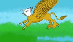 Size: 950x550 | Tagged: safe, artist:horsesplease, derpibooru import, gilda, griffon, flying, paint tool sai, solo