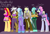 Size: 2500x1700 | Tagged: safe, artist:reneesdetermination, derpibooru import, bon bon, derpy hooves, gilda, lyra heartstrings, sunset shimmer, sweetie drops, trixie, anthro, cyborg, griffon, unguligrade anthro, abs, amputee, augmented, belly button, bionic arm, blindfold, bon bon is not amused, clothes, fanny pack, midriff, open-chest sweater, prosthetic limb, prosthetics, sweater, sword, unamused, weapon