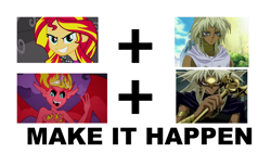 Size: 1280x720 | Tagged: safe, sunset satan, sunset shimmer, equestria girls, equestria girls (movie), exploitable meme, make it happen, malik blishtar, marik ishtar, melvin, meme, meta, yami marik, yu-gi-oh!, yugioh abridged