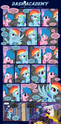 Size: 1248x2519 | Tagged: safe, artist:sorcerushorserus, derpibooru import, firefly, gilda, rainbow dash, griffon, pegasus, pony, comic:dash academy, boombox, comic, dorm, female, mare, saddle bag