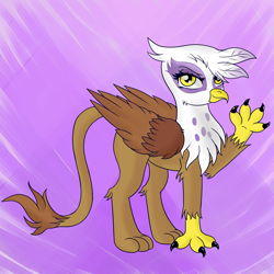 Size: 2000x2000 | Tagged: safe, artist:fluttershy-wins, derpibooru import, gilda, griffon, female, looking at you, simple background, solo, waving