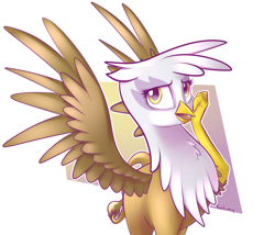 Size: 1620x1386 | Tagged: safe, artist:fanch1, derpibooru import, gilda, griffon, female, looking at you, majestic, open mouth, solo, spread wings, wings