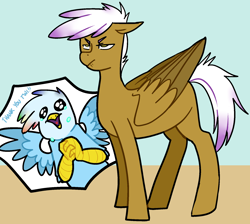 Size: 1868x1672 | Tagged: safe, artist:/d/non, derpibooru import, gilda, rainbow dash, griffon, pegasus, pony, 30 minute art challenge, crying, female, griffonized, ponified, rainbow griffon, role reversal, species swap