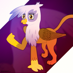 Size: 1193x1193 | Tagged: safe, artist:axonymous, derpibooru import, gilda, griffon, cute, female, looking at you, smiling, smirk, solo, wings