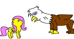 Size: 1214x648 | Tagged: safe, artist:samueljcollins1990, derpibooru import, fluttershy, gilda, griffon, pegasus, pony, apology, ashamed