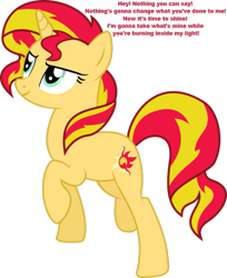 Size: 807x989 | Tagged: safe, sunset shimmer, pony, burn in my light, mercy drive, randy orton, solo, song reference, wwe