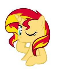 Size: 2800x3348 | Tagged: safe, artist:kuren247, sunset shimmer, pony, unicorn, simple background, solo, transparent background, vector, wink