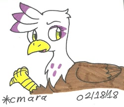 Size: 733x629 | Tagged: safe, artist:cmara, derpibooru import, gilda, griffon, female, simple background, solo, traditional art, white background