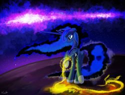 Size: 4096x3112 | Tagged: safe, artist:warpout, princess luna, alicorn, pony, female, horn, mare, simple background, solo