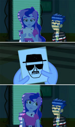 Size: 1080x1839 | Tagged: safe, flash sentry, princess luna, vice principal luna, equestria girls, equestria girls (movie), breaking bad, flash's paper, heisenberg, luna's office, meme