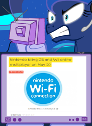 Size: 562x768 | Tagged: safe, princess luna, alicorn, pony, angry, exploitable meme, gamer luna, meme, nintendo, obligatory pony, tv meme, wi-fi