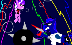 Size: 855x543 | Tagged: safe, diamond tiara, princess luna, alicorn, pony, angry video game nerd, angry video game nerd adventures, fred fucks, gamer luna, laughin jokin numbnuts, zapper