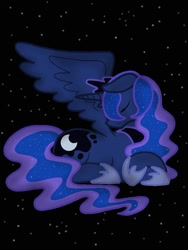 Size: 768x1024 | Tagged: safe, artist:o0vinylscratch0o, princess luna, alicorn, pony, female, horn, mare, simple background, solo