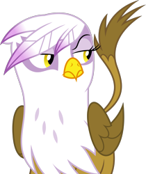 Size: 4202x5000 | Tagged: safe, artist:dashiesparkle, derpibooru import, gilda, griffon, the lost treasure of griffonstone, .svg available, absurd resolution, beak, female, folded wings, frown, head feathers, looking to side, narrowed eyes, raised eyebrow, raised tail, simple background, solo, tail, transparent background, vector, wings