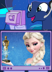 Size: 439x600 | Tagged: safe, princess luna, alicorn, pony, dreamworks face, elsa, exploitable meme, frozen (movie), let it go, meme, obligatory pony, oscar, tv meme