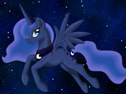 Size: 1024x768 | Tagged: safe, artist:pvt-llama, princess luna, alicorn, pony, female, horn, mare, simple background, solo