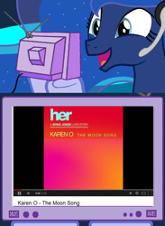 Size: 563x769 | Tagged: safe, princess luna, alicorn, pony, exploitable meme, her, meme, obligatory pony, the moon song, tv meme, youtube