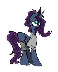 Size: 4000x5000 | Tagged: safe, artist:turtlefarminguy, princess luna, alicorn, pony, bed mane, clothes, morning ponies, shorts, simple background, solo, t-shirt