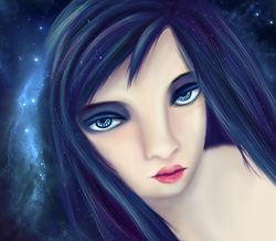 Size: 579x504 | Tagged: safe, artist:blueangel06661, princess luna, human, humanized, portrait, solo, uncanny valley