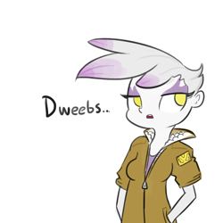 Size: 3000x3000 | Tagged: safe, artist:tjpones, derpibooru import, gilda, equestria girls, clothes, dweeb, equestria girls-ified, female, hands in pockets, jacket, no pupils, solo