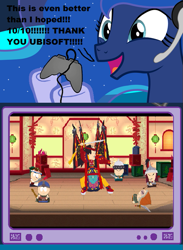 Size: 541x739 | Tagged: safe, princess luna, alicorn, pony, exploitable meme, gamer luna, happy, meme, obligatory pony, south park, south park: the stick of truth, tv meme, ubisoft