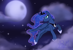 Size: 1024x712 | Tagged: safe, artist:britishmindslave, princess luna, alicorn, pony, female, horn, mare, moon, solo