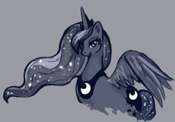 Size: 613x427 | Tagged: safe, artist:lightm00n, princess luna, alicorn, pony, female, horn, mare, simple background, solo