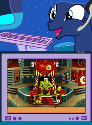 Size: 562x768 | Tagged: safe, princess luna, alicorn, demon, pony, exploitable meme, gamer luna, gamer meme, gobliiins, gobliins 2, meme, obligatory pony, point and click, tv meme