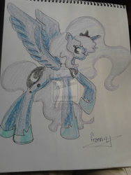 Size: 900x1200 | Tagged: safe, artist:franny-draws-shit, princess luna, alicorn, pony, female, horn, mare, solo, traditional art