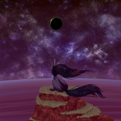 Size: 768x768 | Tagged: safe, artist:inlucidreverie, princess luna, alicorn, pony, eclipse, solo, stars