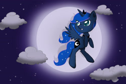 Size: 3600x2400 | Tagged: safe, artist:vertonica, princess luna, alicorn, pony, filly, solo, woona