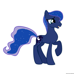 Size: 2000x2000 | Tagged: dead source, safe, artist:navitaserussirus, princess luna, earth pony, pony, alternate hairstyle, race swap, raised hoof, simple background, solo, transparent background, vector