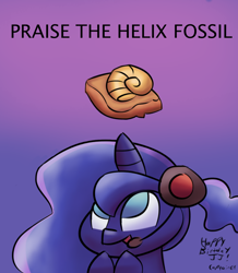 Size: 1000x1146 | Tagged: safe, artist:captain64, princess luna, alicorn, pony, gamer luna, helix fossil, pokémon, solo, tumblr, twitch plays pokémon