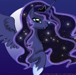 Size: 1256x1236 | Tagged: safe, artist:helenasherzblut, princess luna, alicorn, pony, female, horn, mare, simple background, solo