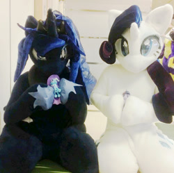 Size: 1023x1020 | Tagged: safe, artist:girlieginger, artist:kolshica, princess luna, rarity, human, cosplay, fursuit, irl, irl human, photo