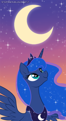 Size: 400x731 | Tagged: safe, artist:stepandy, princess luna, alicorn, pony, crescent moon, moon, solo, twilight (astronomy)