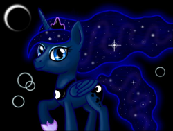 Size: 512x387 | Tagged: safe, artist:starkrestwing, princess luna, alicorn, pony, female, horn, mare, simple background, solo