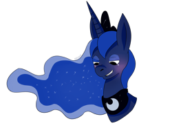 Size: 1626x1203 | Tagged: safe, artist:toxiee, princess luna, alicorn, pony, blushing, female, horn, mare, solo