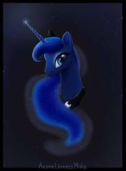 Size: 1112x1512 | Tagged: safe, artist:animelionessmika, princess luna, alicorn, pony, female, horn, mare, portrait, solo